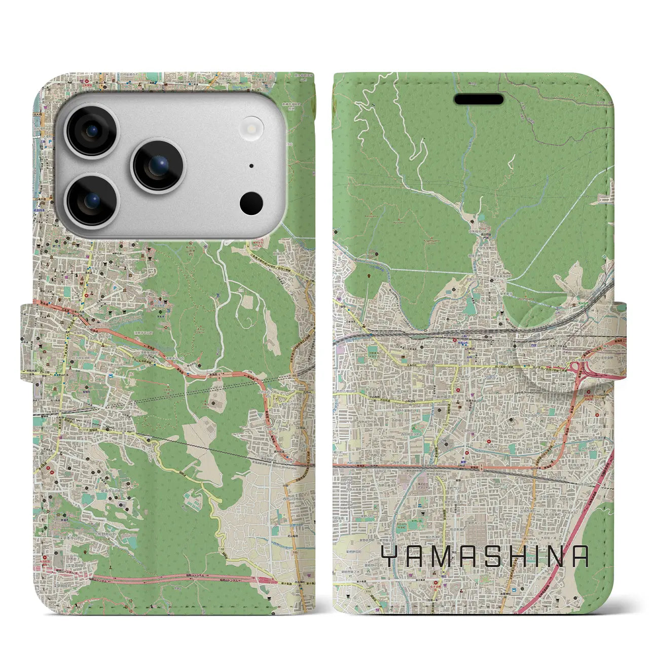 【山科(京都府)】地図柄iPhoneケース(手帳タイプ)ナチュラル・iPhone 17 Pro Max 用