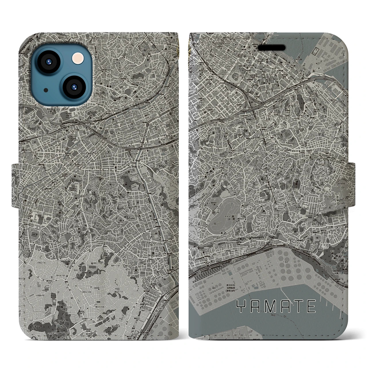【山手(神奈川県)】地図柄iPhoneケース(手帳タイプ)