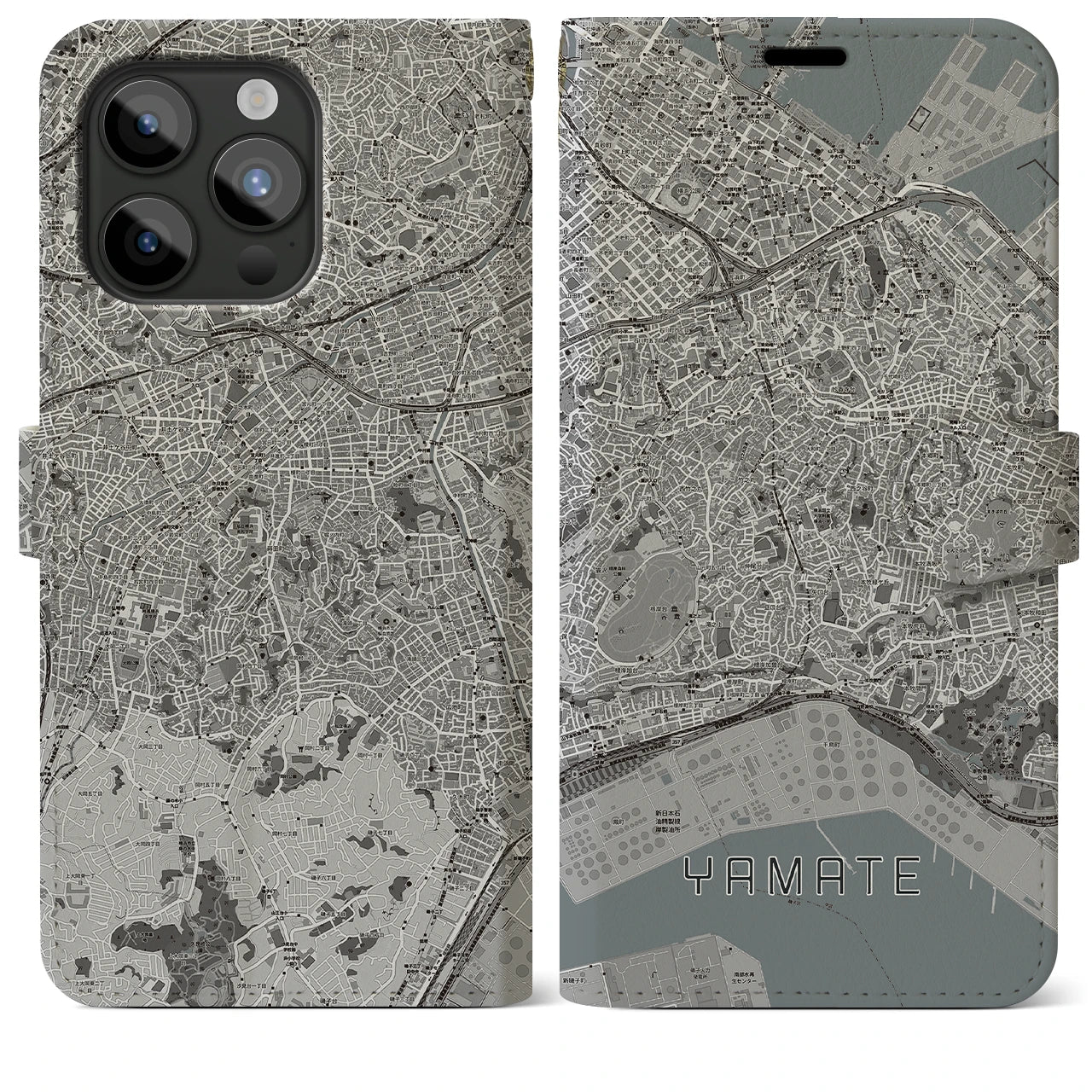 【山手(神奈川県)】地図柄iPhoneケース(手帳タイプ)