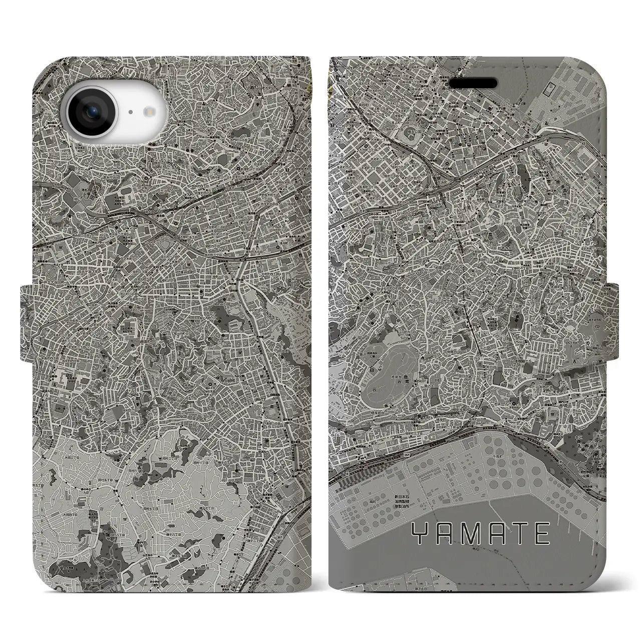 【山手(神奈川県)】地図柄iPhoneケース(手帳タイプ)