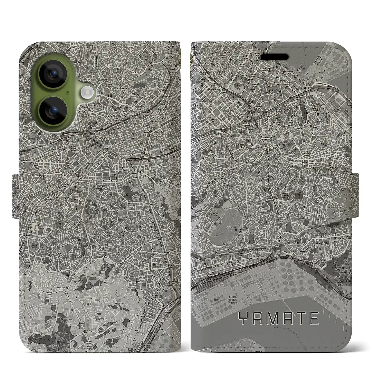 【山手(神奈川県)】地図柄iPhoneケース(手帳タイプ)