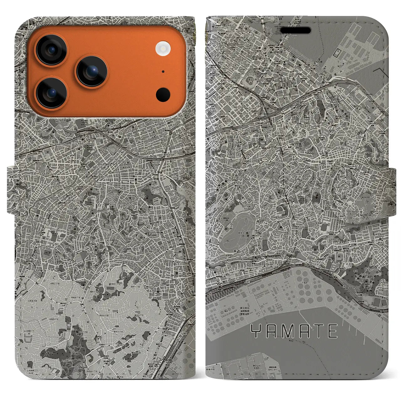 【山手(神奈川県)】地図柄iPhoneケース(手帳タイプ)