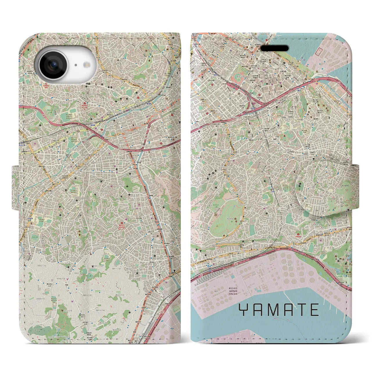 【山手(神奈川県)】地図柄iPhoneケース(手帳タイプ)