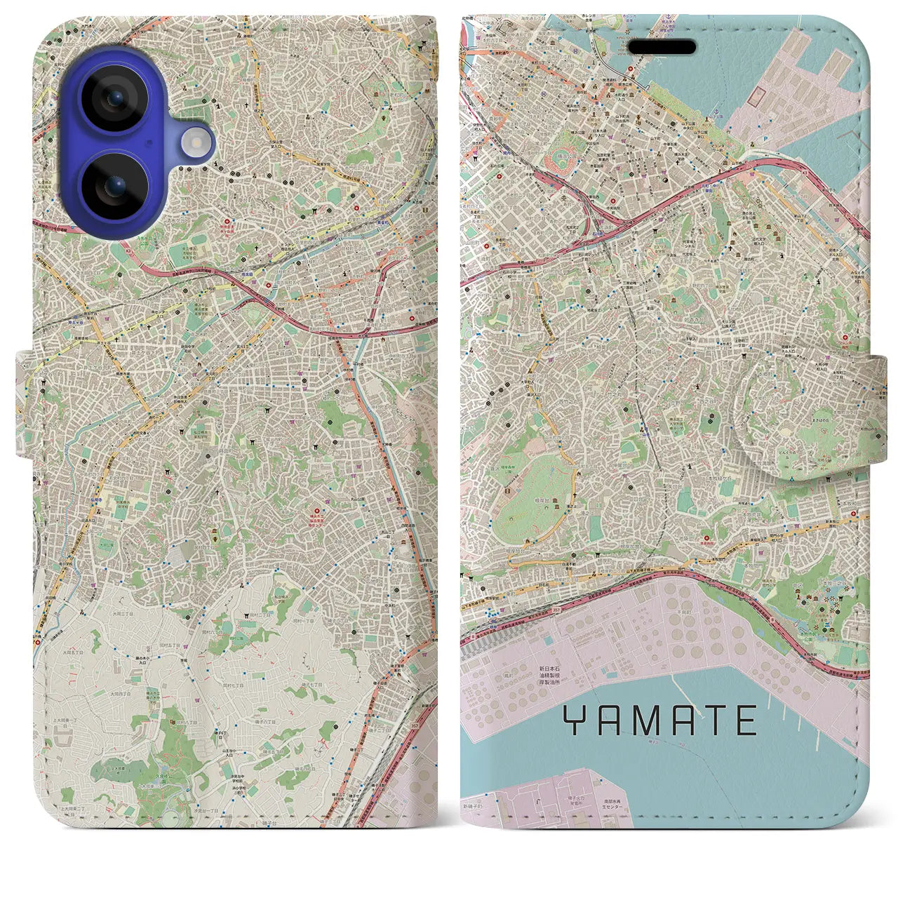 【山手(神奈川県)】地図柄iPhoneケース(手帳タイプ)