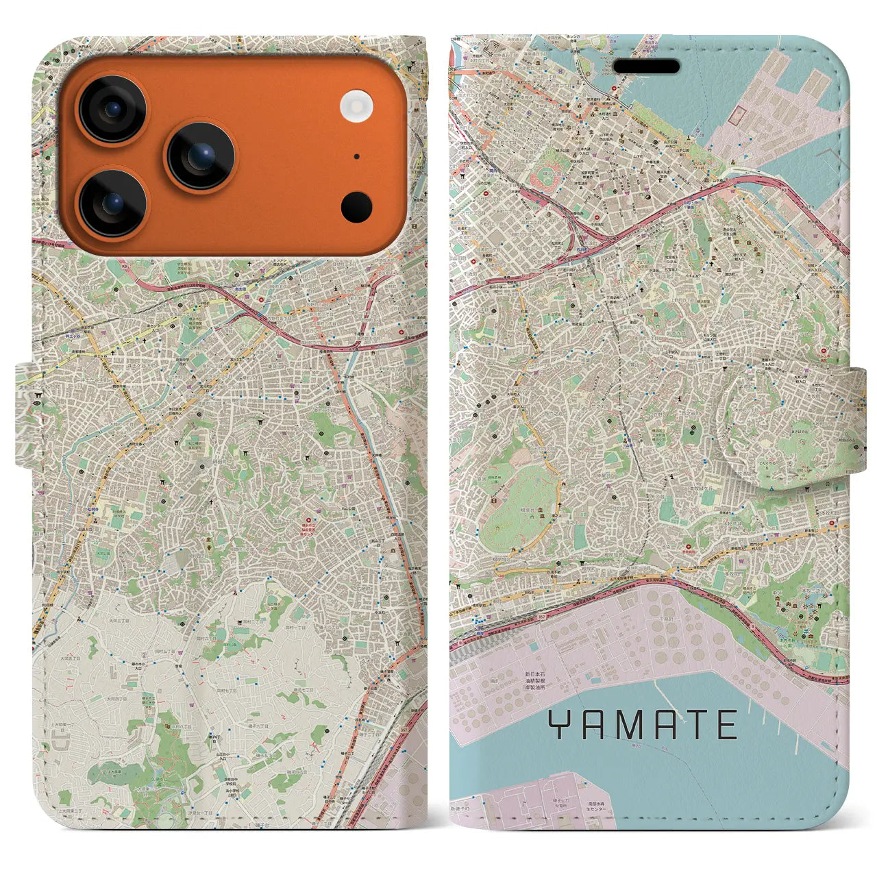 【山手(神奈川県)】地図柄iPhoneケース(手帳タイプ)