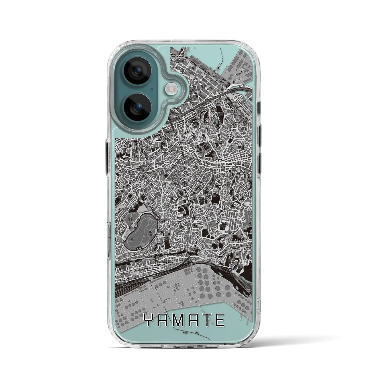 【山手(神奈川県)】地図柄iPhoneケース(MagSafeタイプ)モノトーン・iPhone 16 Pro 用