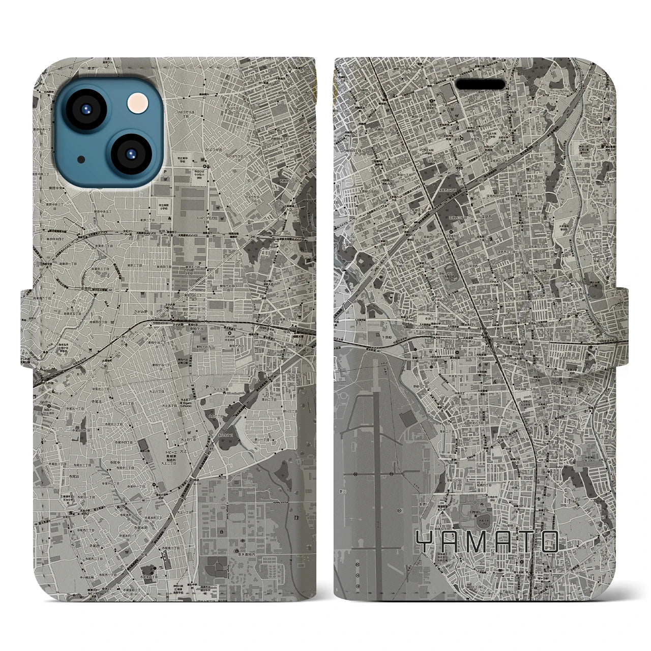 【大和(神奈川県)】地図柄iPhoneケース(手帳タイプ)