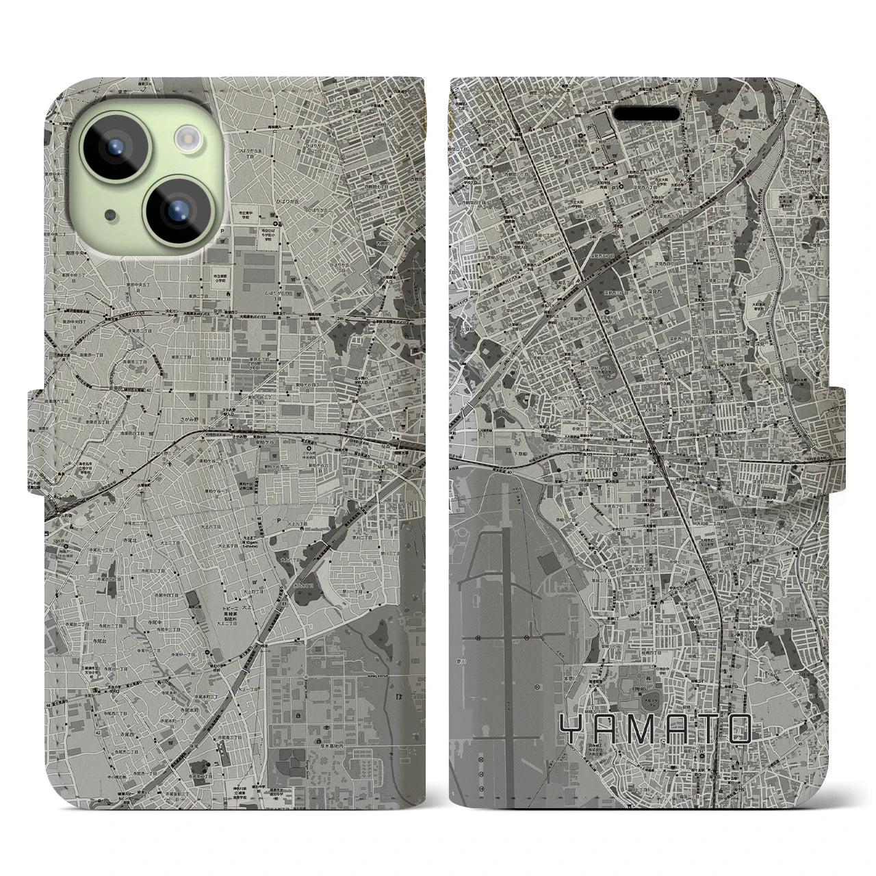 【大和(神奈川県)】地図柄iPhoneケース(手帳タイプ)