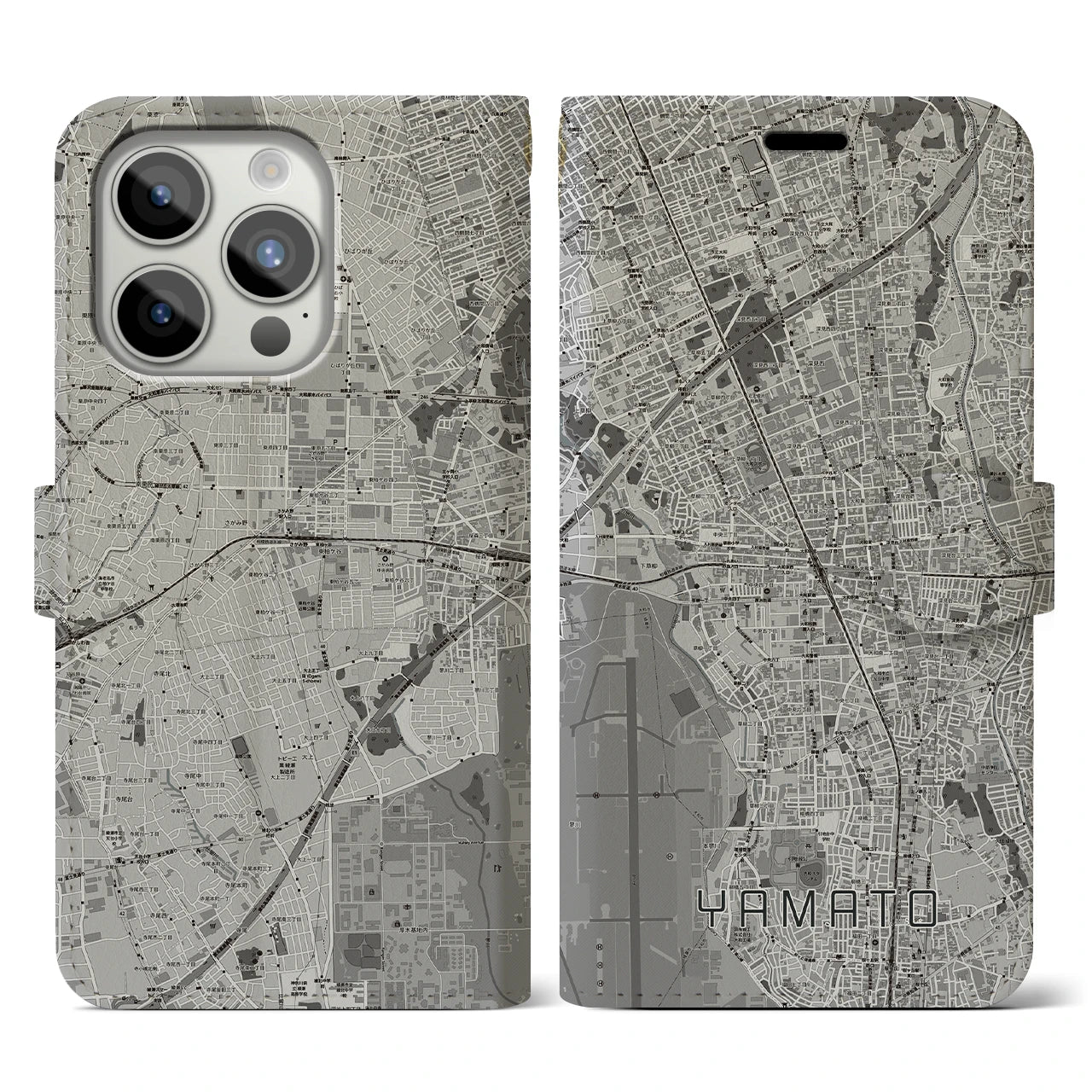 【大和(神奈川県)】地図柄iPhoneケース(手帳タイプ)