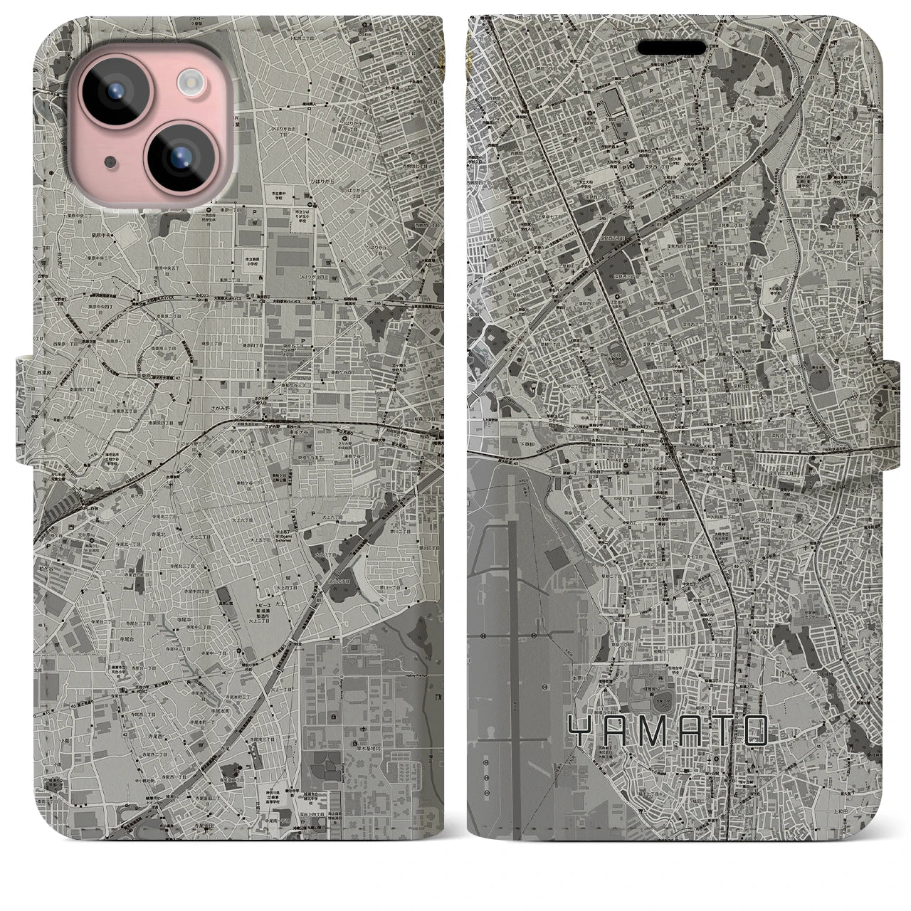 【大和(神奈川県)】地図柄iPhoneケース(手帳タイプ)