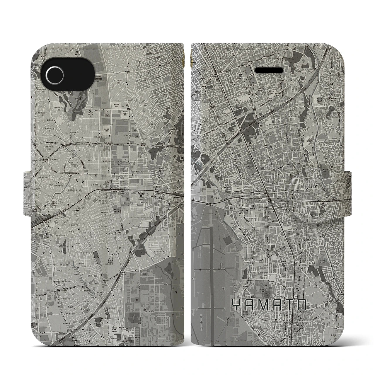 【大和(神奈川県)】地図柄iPhoneケース(手帳タイプ)