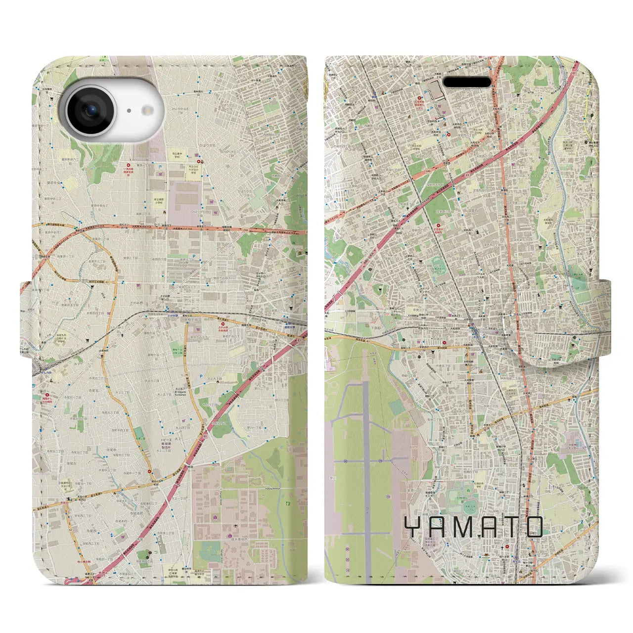 【大和(神奈川県)】地図柄iPhoneケース(手帳タイプ)