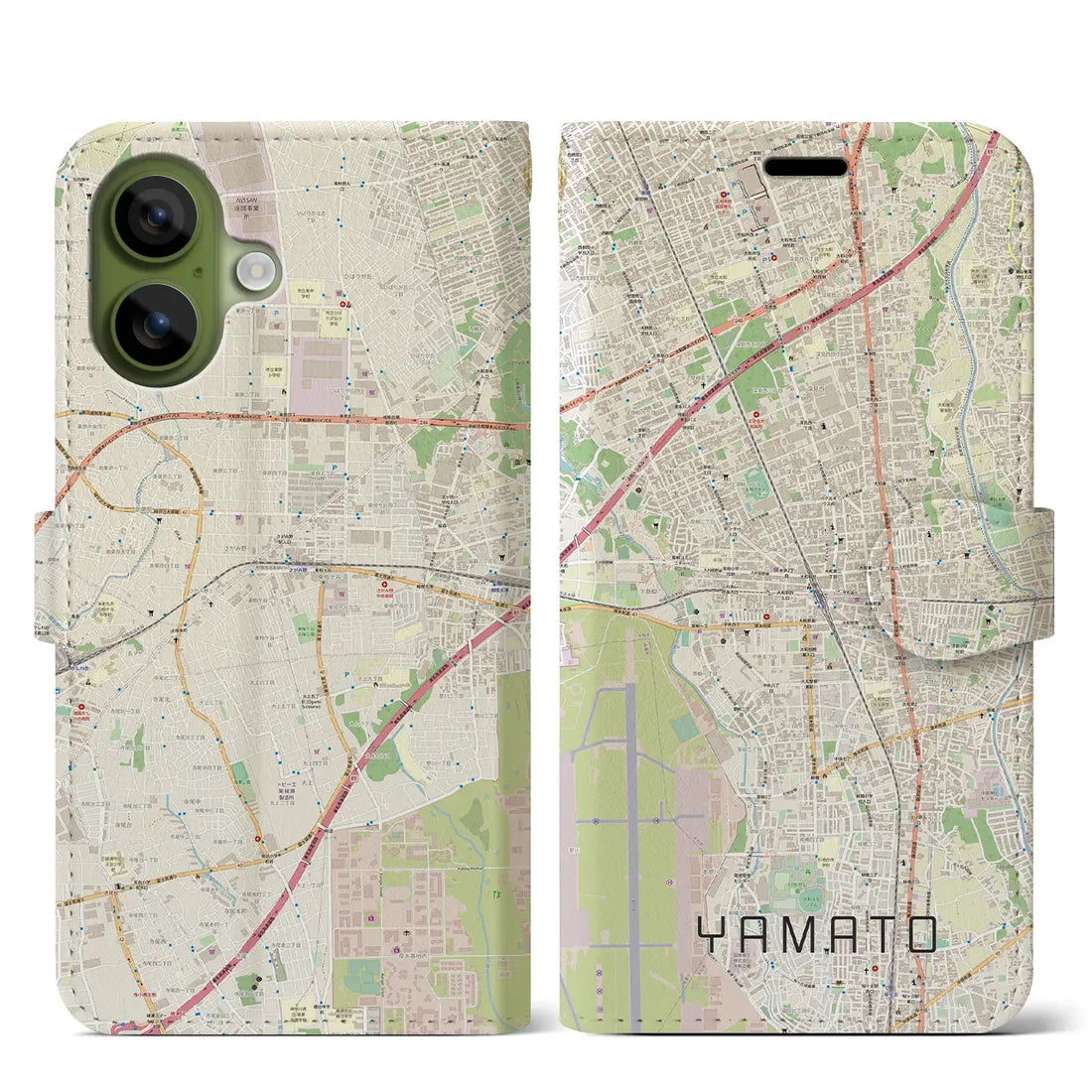 【大和(神奈川県)】地図柄iPhoneケース(手帳タイプ)ナチュラル・iPhone 17 Pro Max 用