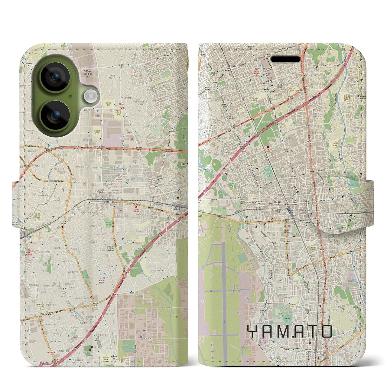 【大和(神奈川県)】地図柄iPhoneケース(手帳タイプ)ナチュラル・iPhone 17 Pro Max 用