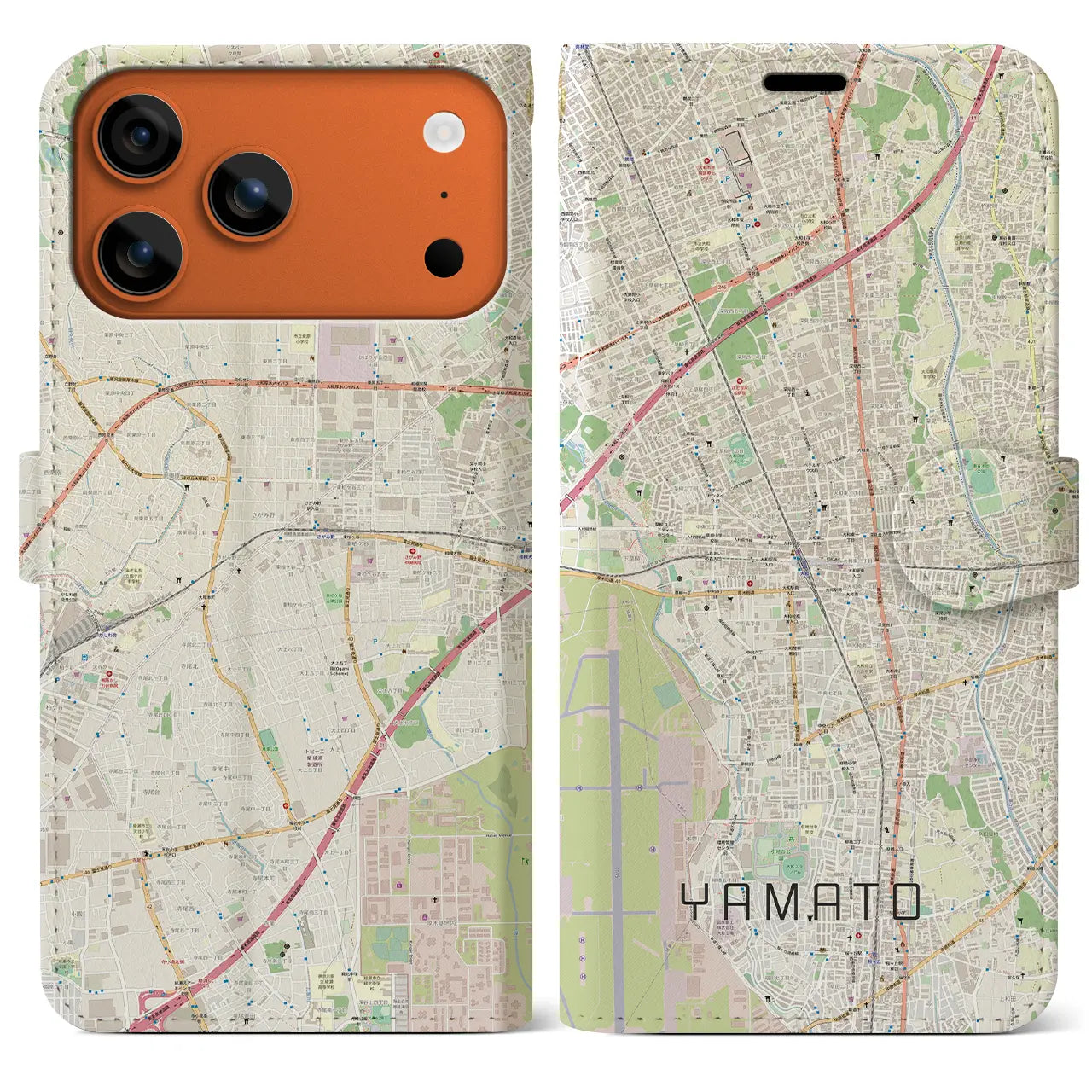 【大和(神奈川県)】地図柄iPhoneケース(手帳タイプ)