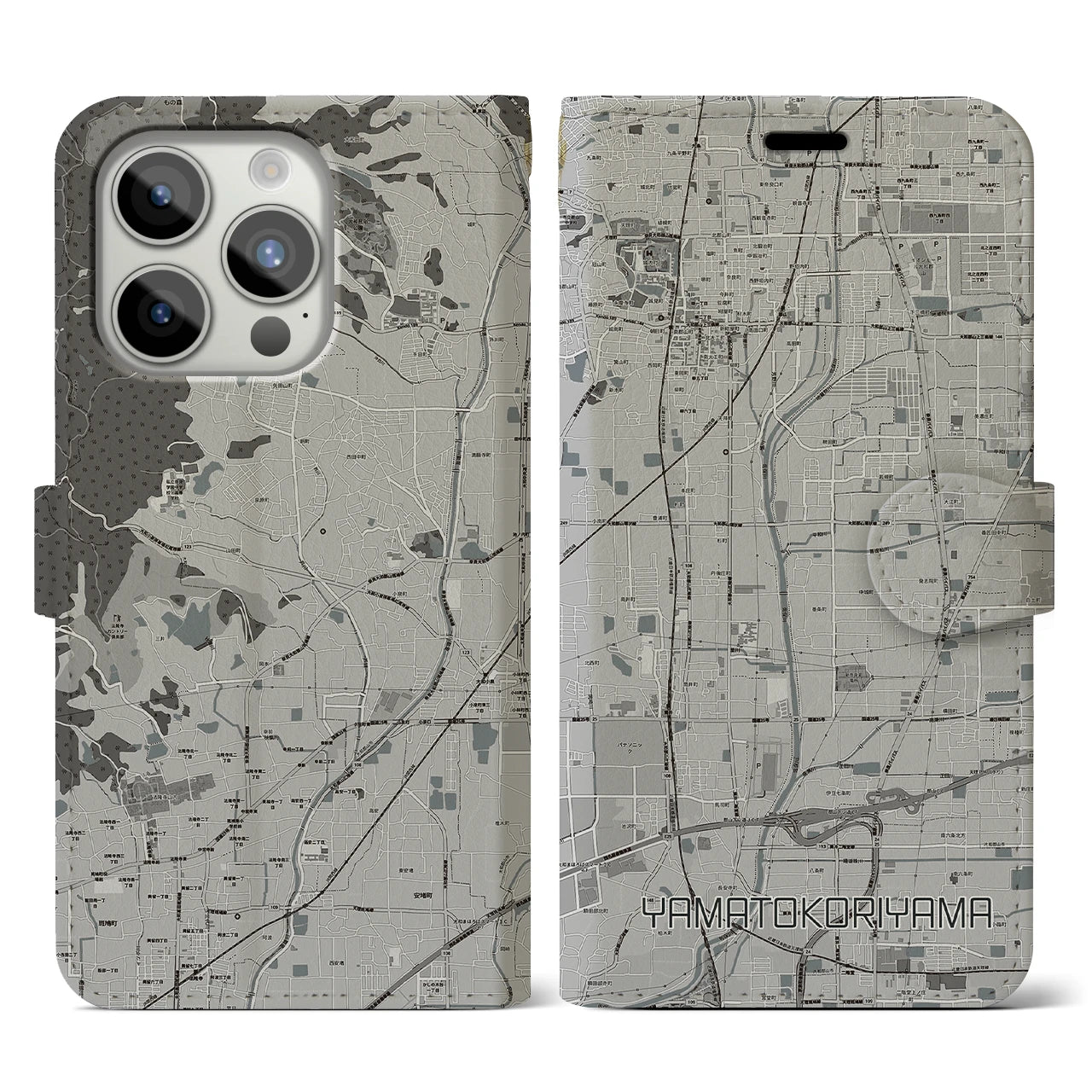 【大和郡山(奈良県)】地図柄iPhoneケース(手帳タイプ)