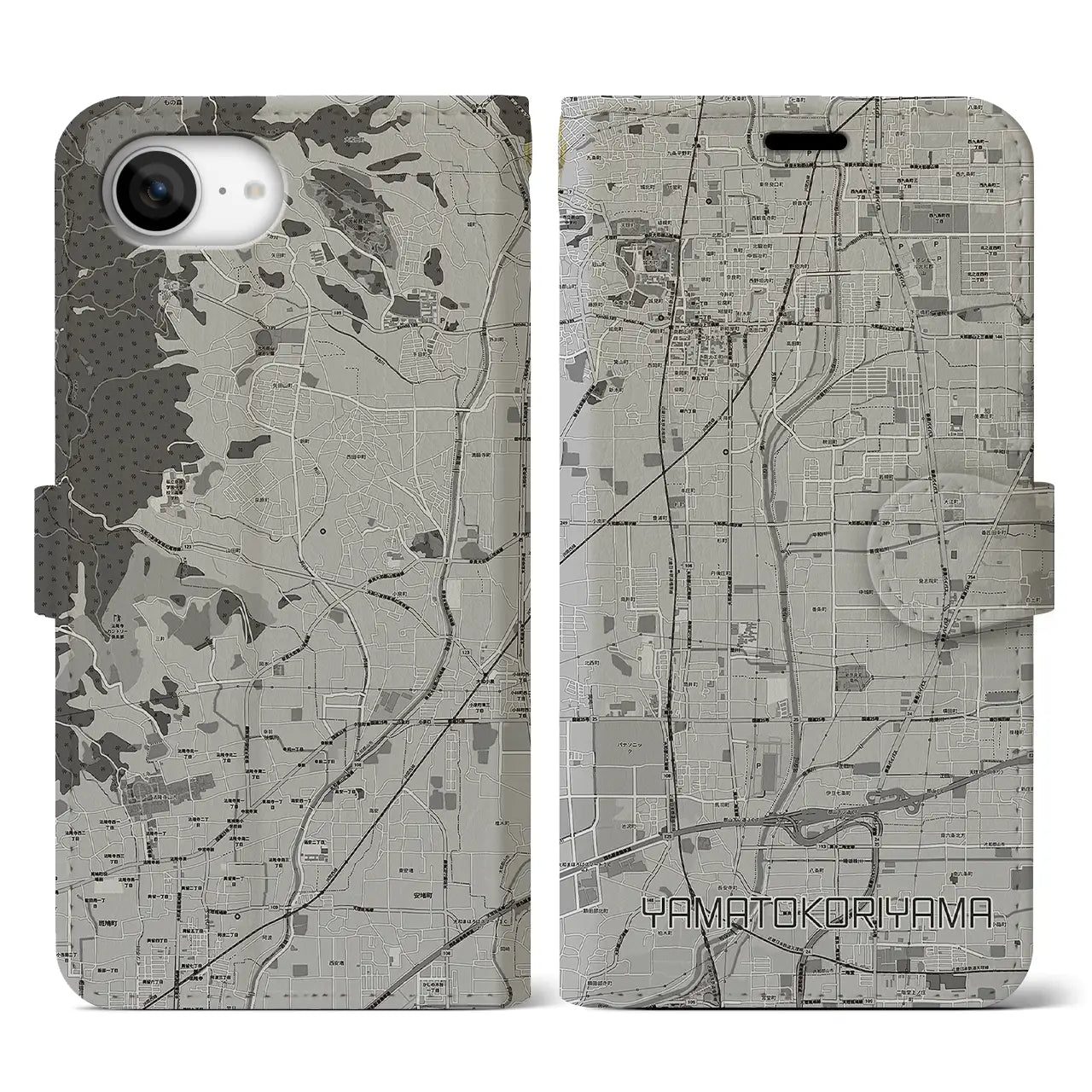 【大和郡山(奈良県)】地図柄iPhoneケース(手帳タイプ)