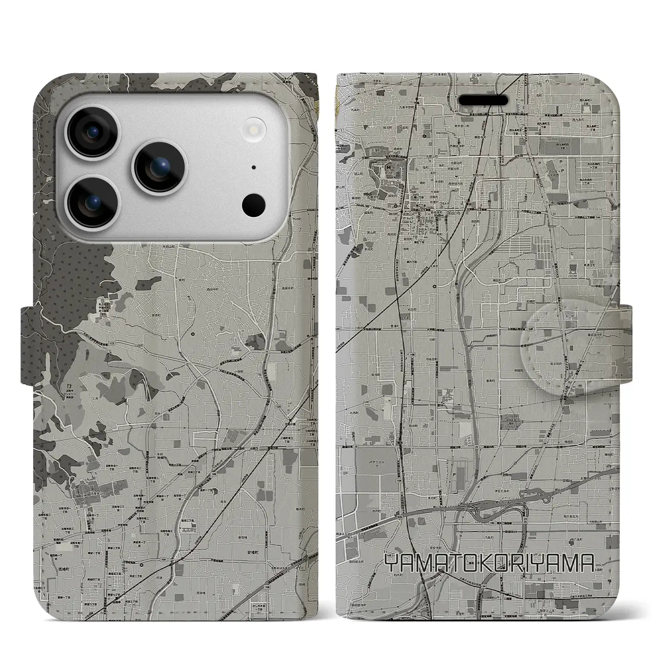 【大和郡山(奈良県)】地図柄iPhoneケース(手帳タイプ)