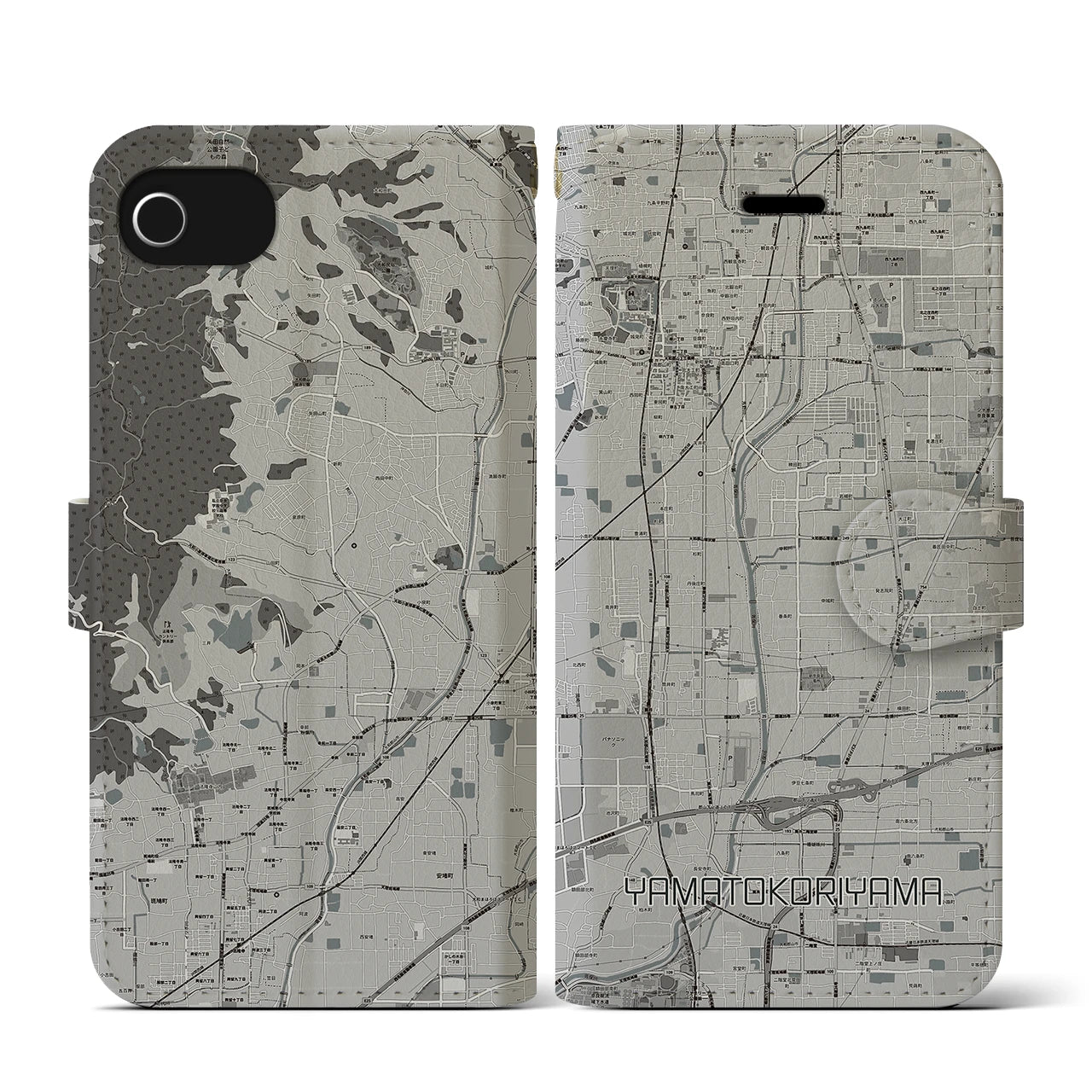 【大和郡山(奈良県)】地図柄iPhoneケース(手帳タイプ)