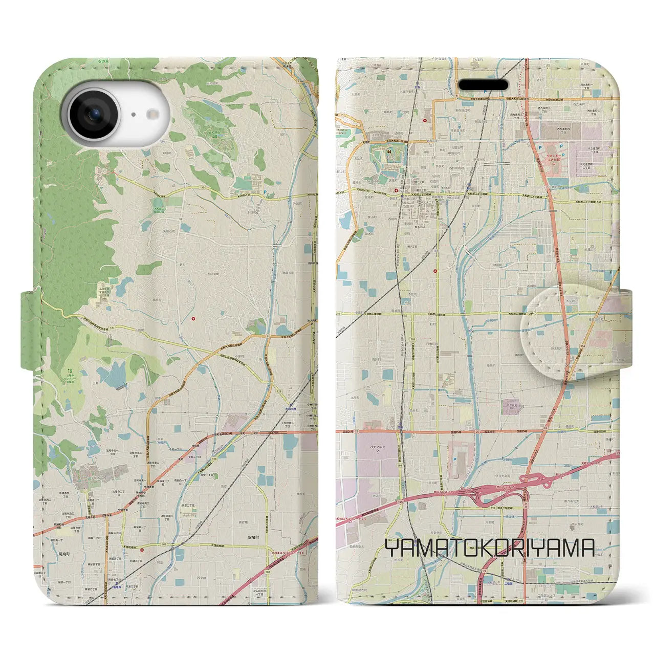 【大和郡山(奈良県)】地図柄iPhoneケース(手帳タイプ)