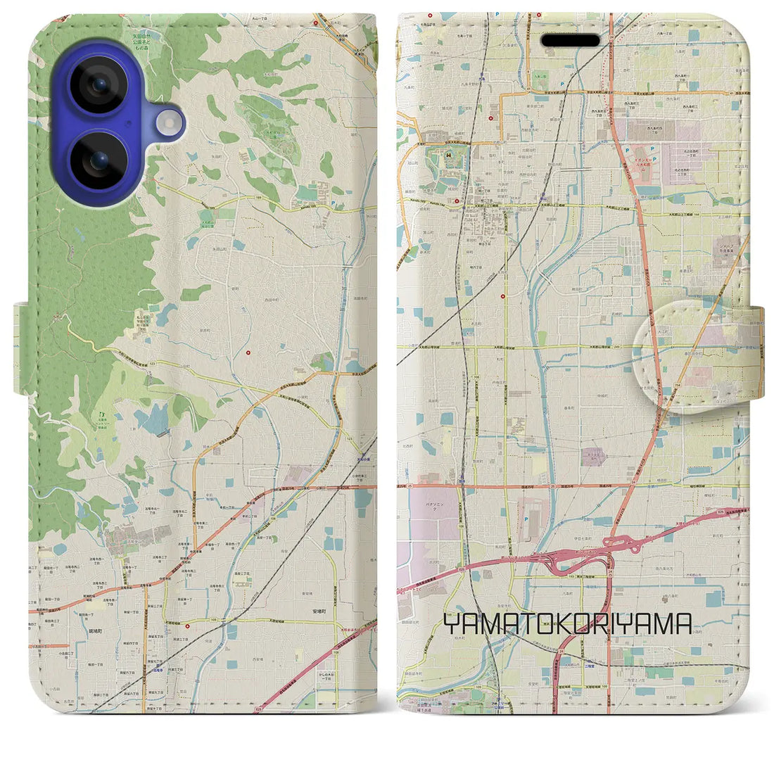 【大和郡山(奈良県)】地図柄iPhoneケース(手帳タイプ)ナチュラル・iPhone 16 Pro Max 用