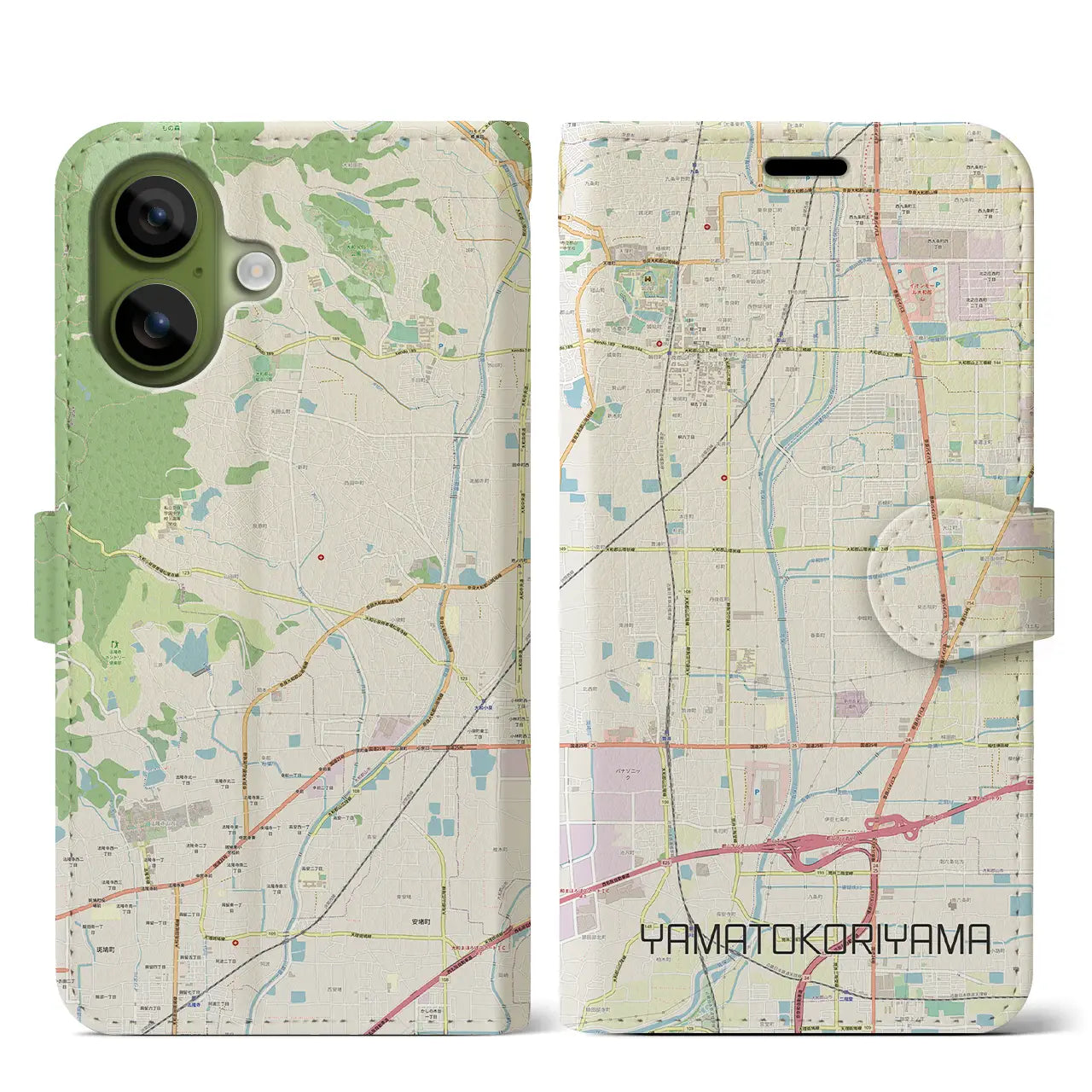 【大和郡山(奈良県)】地図柄iPhoneケース(手帳タイプ)