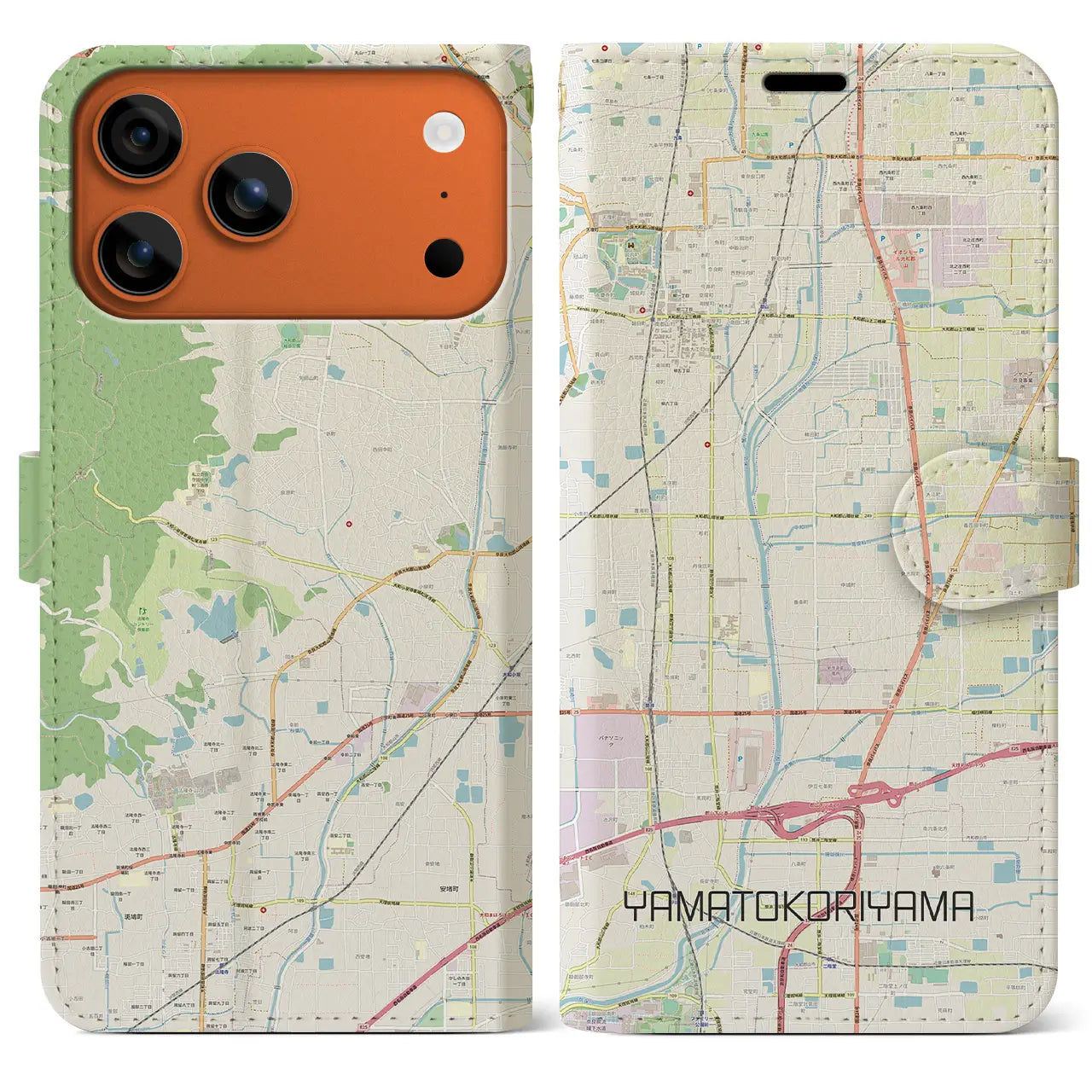 【大和郡山(奈良県)】地図柄iPhoneケース(手帳タイプ)