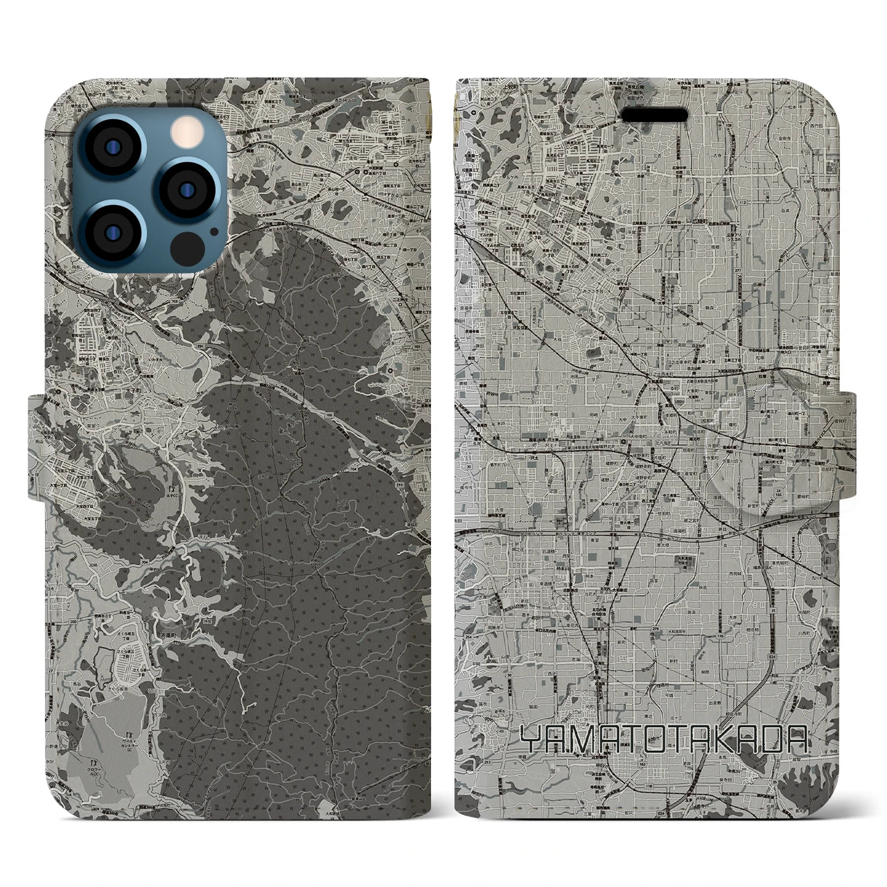 【大和高田(奈良県)】地図柄iPhoneケース(手帳タイプ)