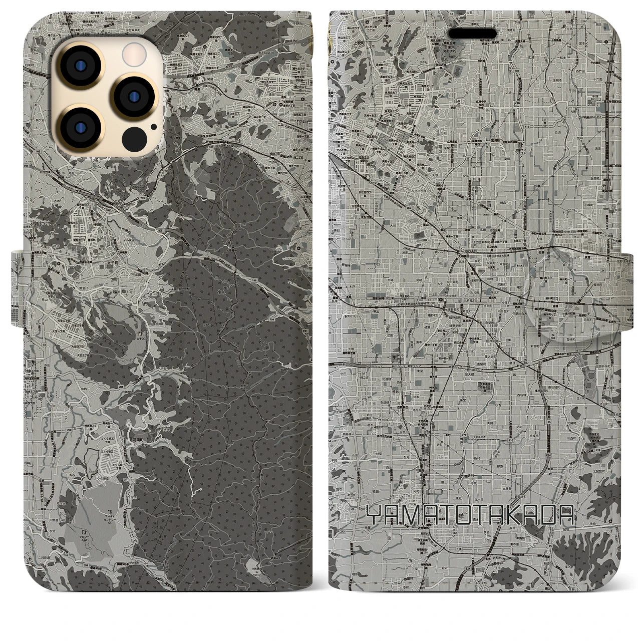 【大和高田(奈良県)】地図柄iPhoneケース(手帳タイプ)