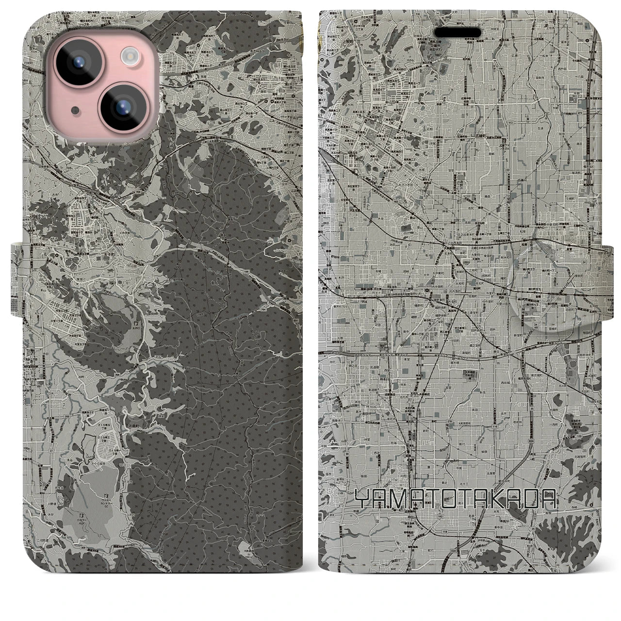 【大和高田(奈良県)】地図柄iPhoneケース(手帳タイプ)