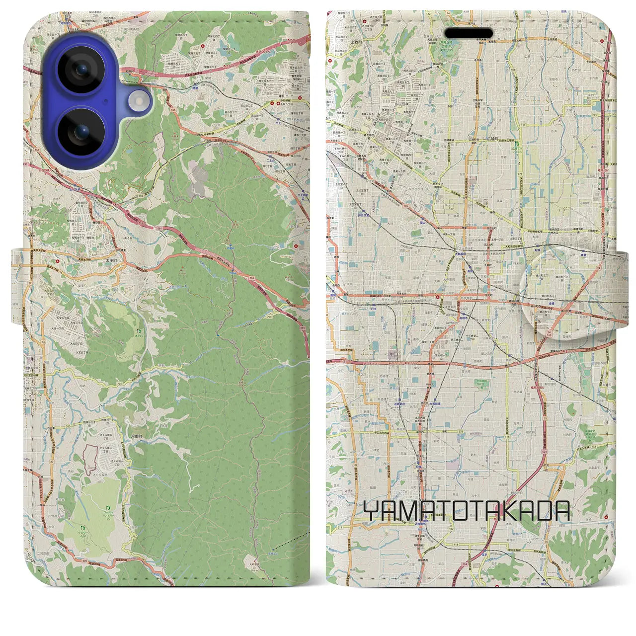 【大和高田(奈良県)】地図柄iPhoneケース(手帳タイプ)