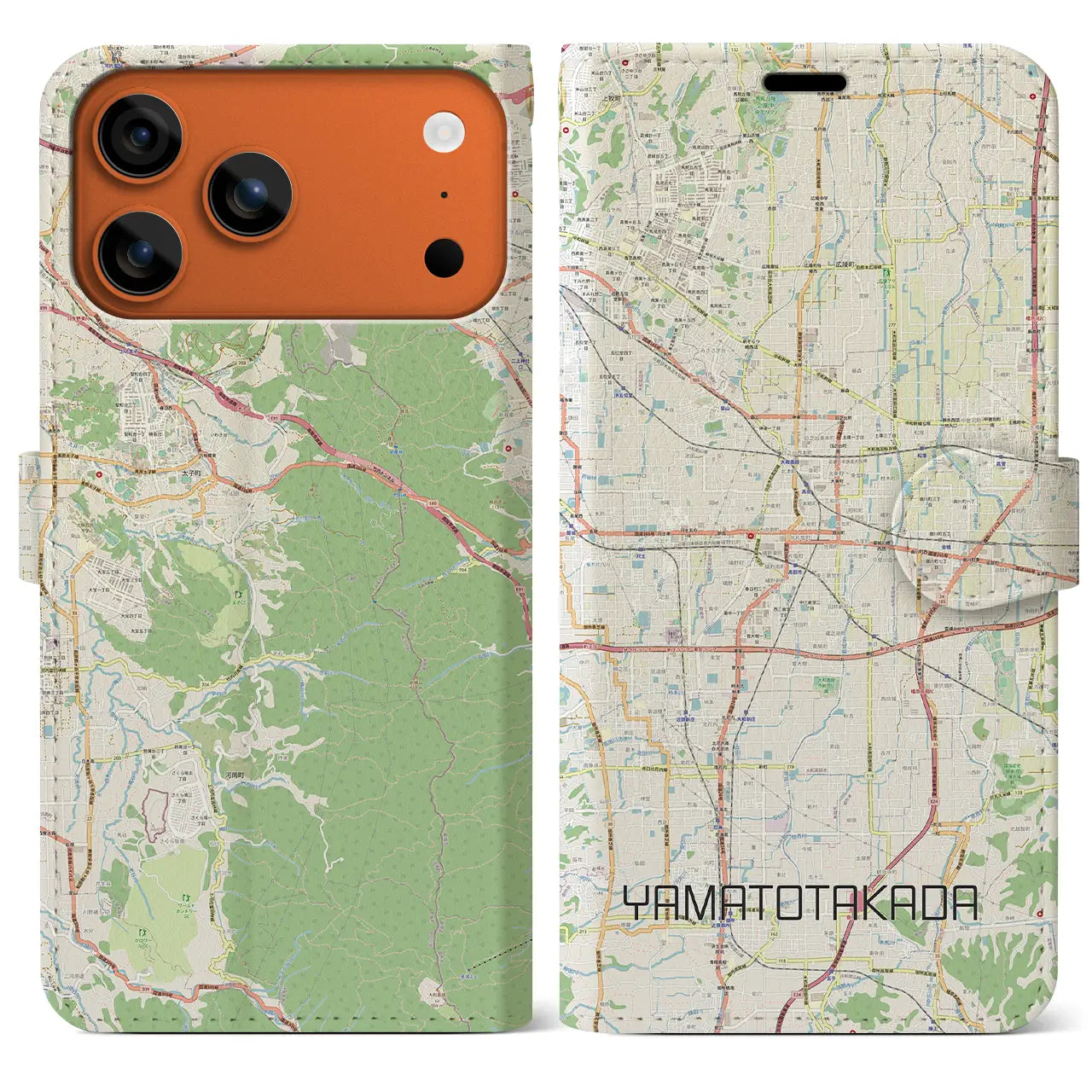 【大和高田(奈良県)】地図柄iPhoneケース(手帳タイプ)