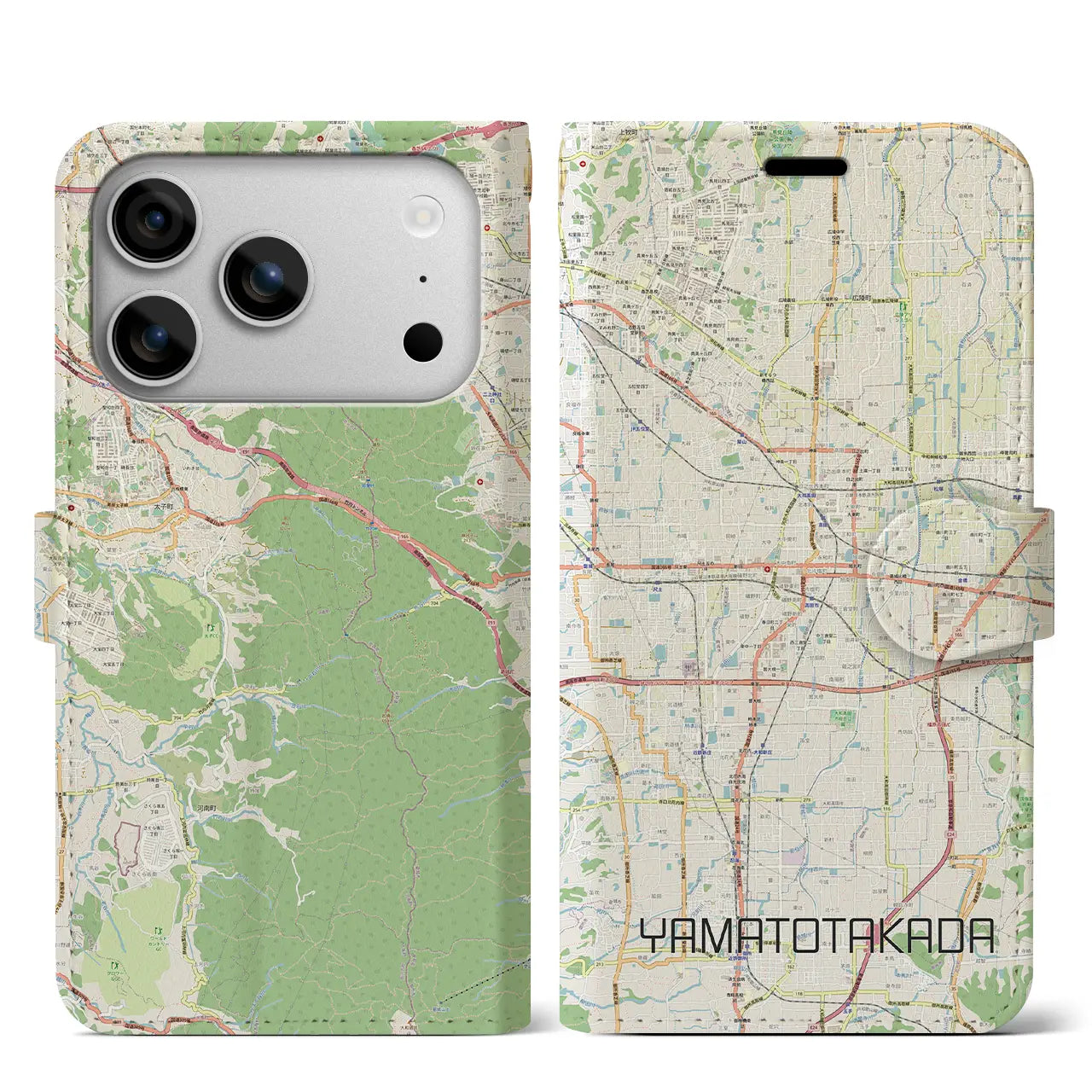 【大和高田(奈良県)】地図柄iPhoneケース(手帳タイプ)