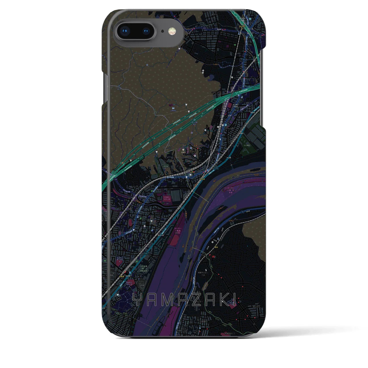 【山崎(京都府)】地図柄iPhoneケース(バックカバータイプ)