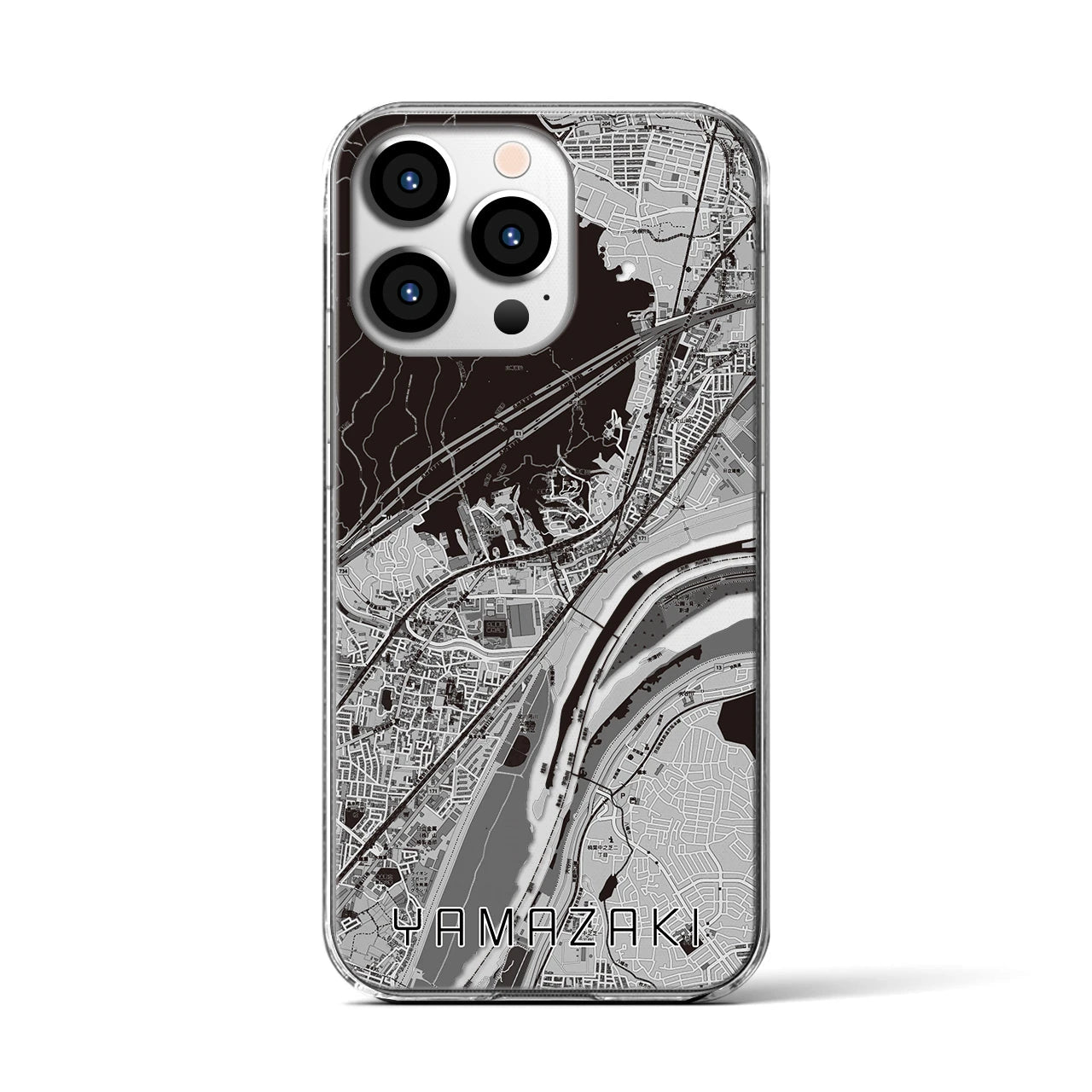 【山崎(京都府)】地図柄iPhoneケース(クリアタイプ)