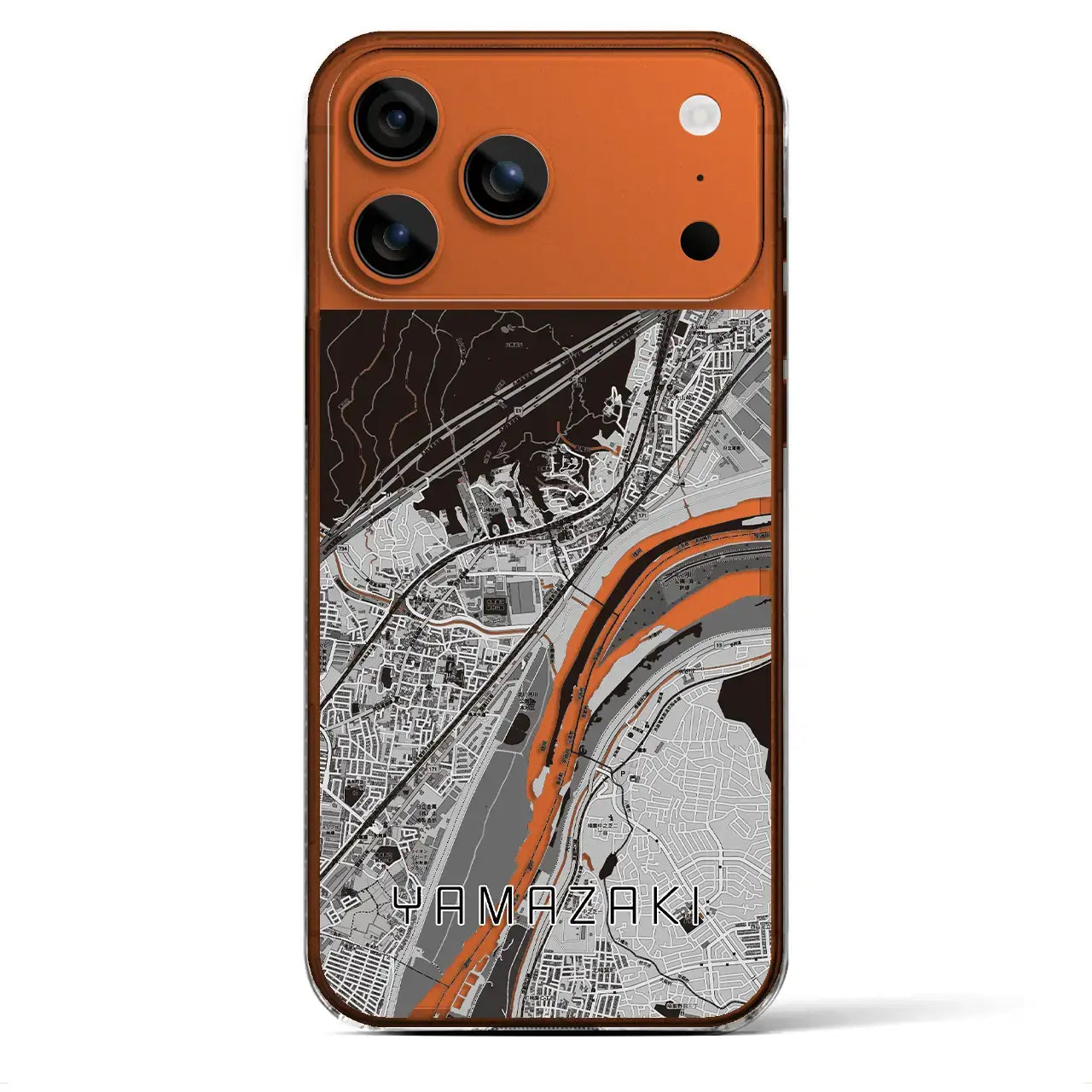【山崎(京都府)】地図柄iPhoneケース(クリアタイプ)モノトーン・iPhone 17 Pro Max 用