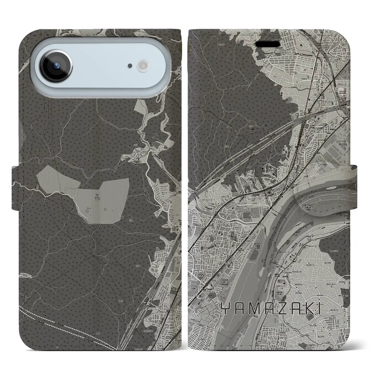 【山崎(京都府)】地図柄iPhoneケース(手帳タイプ)