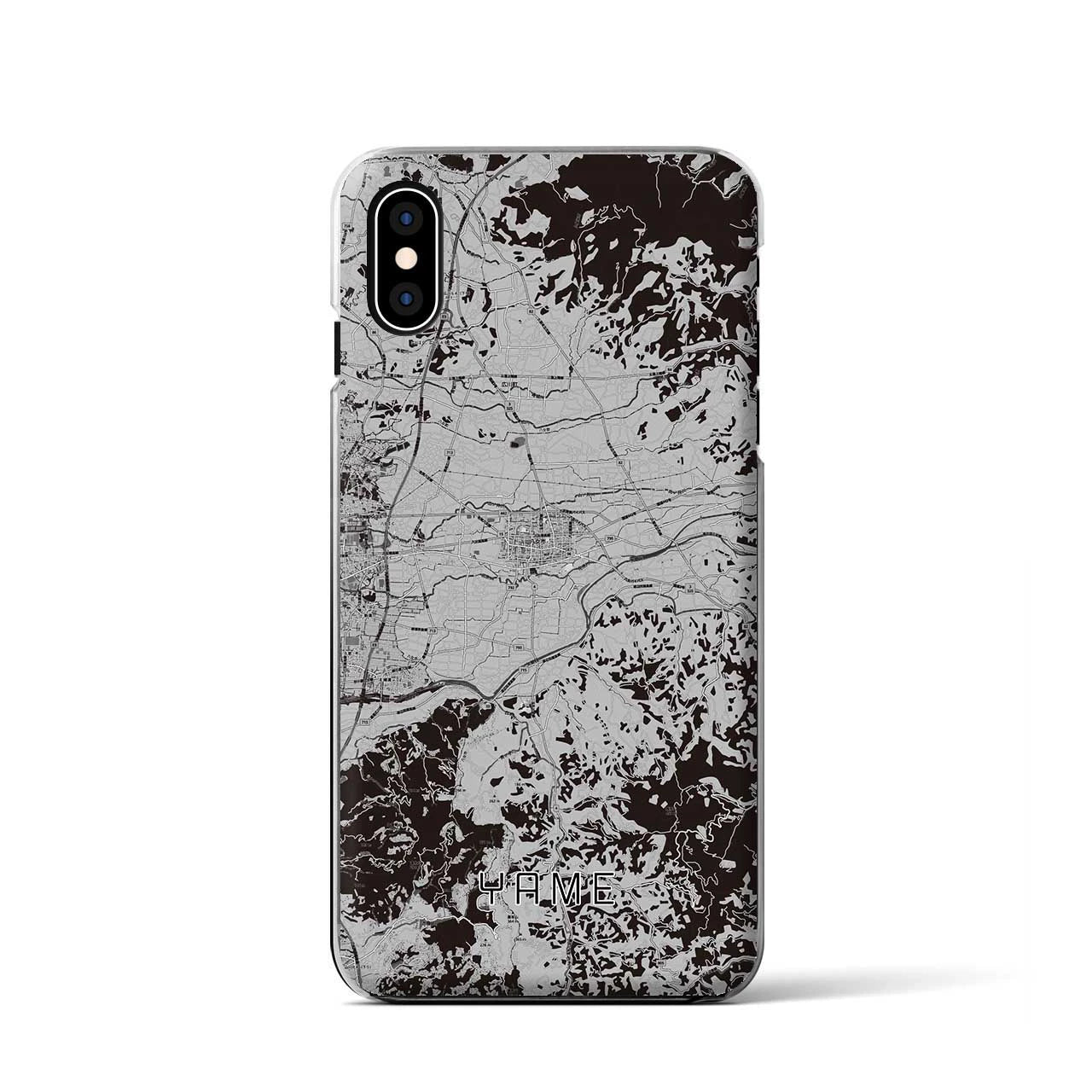 【八女(福岡県)】地図柄iPhoneケース(クリアタイプ)モノトーン・iPhone XS / X 用