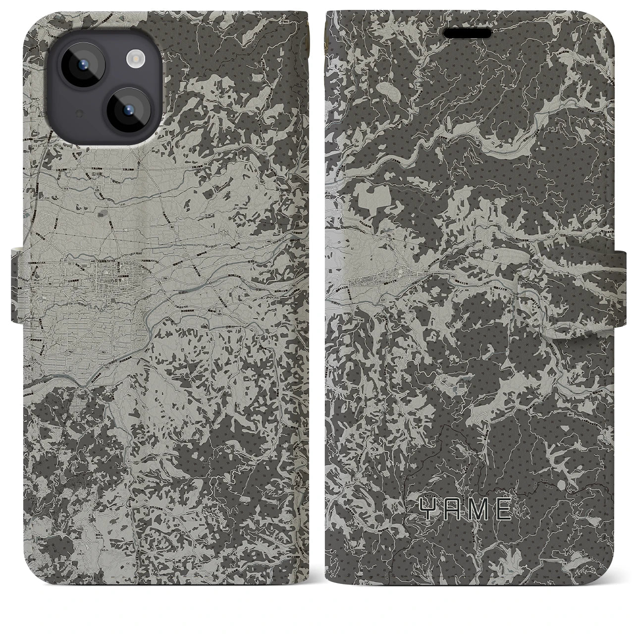 【八女(福岡県)】地図柄iPhoneケース(手帳タイプ)