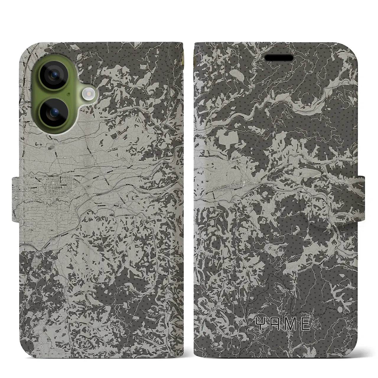 【八女(福岡県)】地図柄iPhoneケース(手帳タイプ)