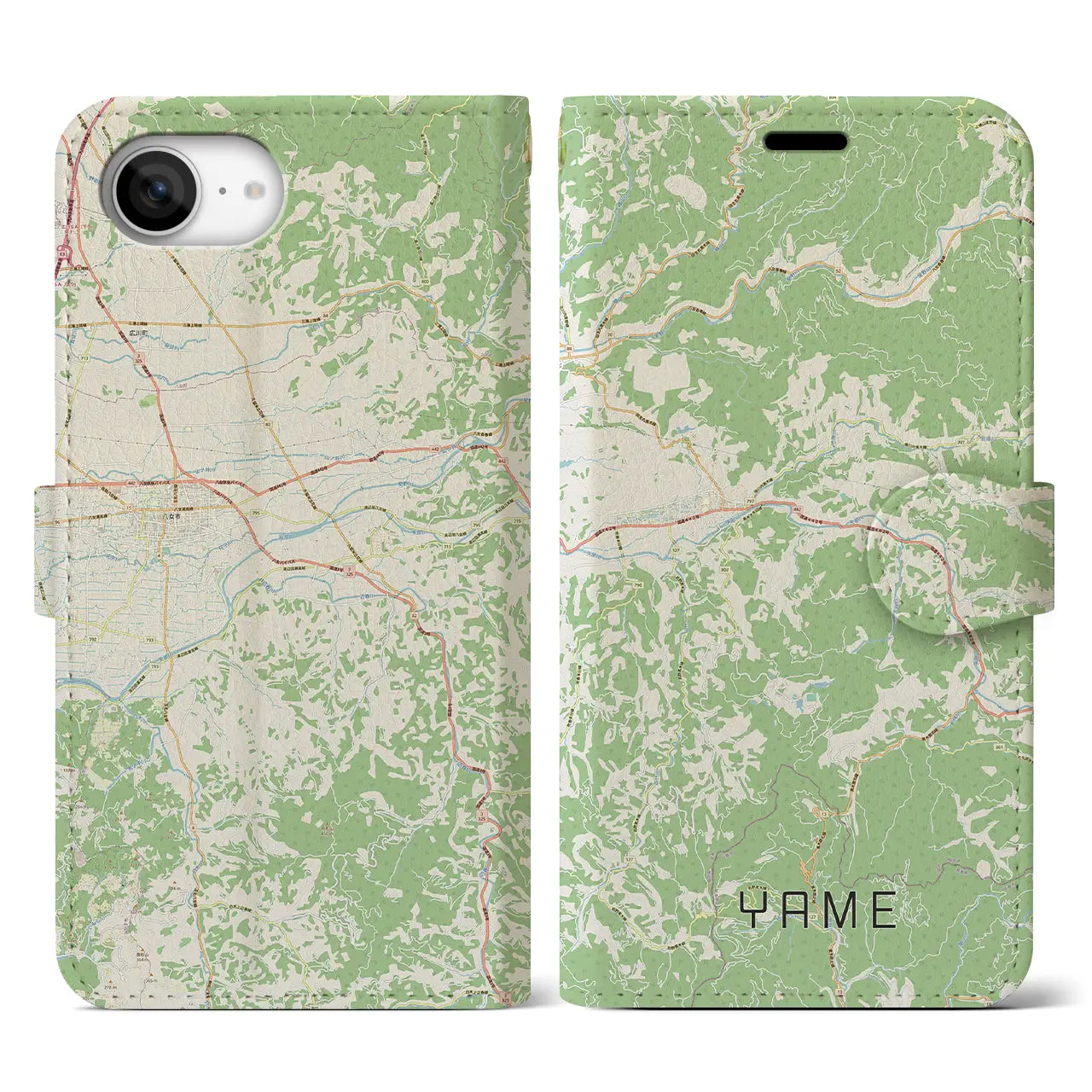 【八女(福岡県)】地図柄iPhoneケース(手帳タイプ)