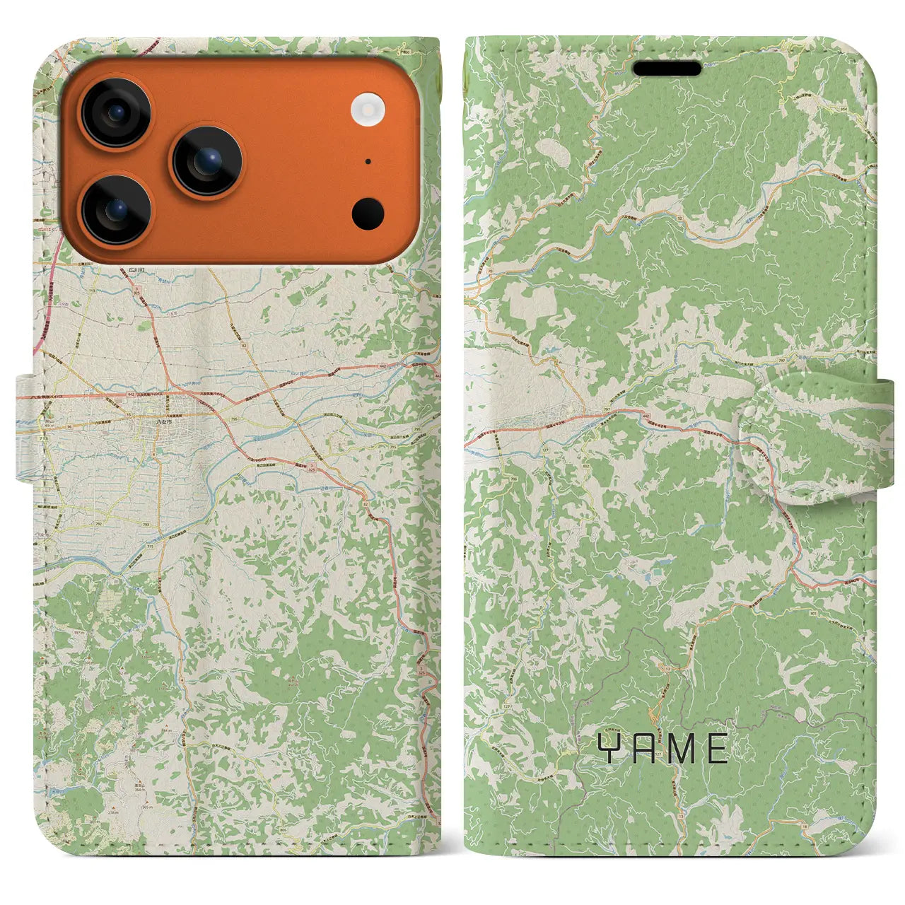 【八女(福岡県)】地図柄iPhoneケース(手帳タイプ)