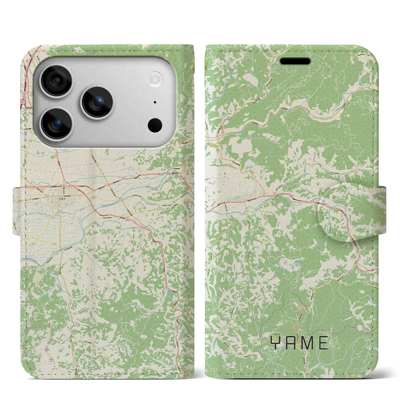 【八女(福岡県)】地図柄iPhoneケース(手帳タイプ)