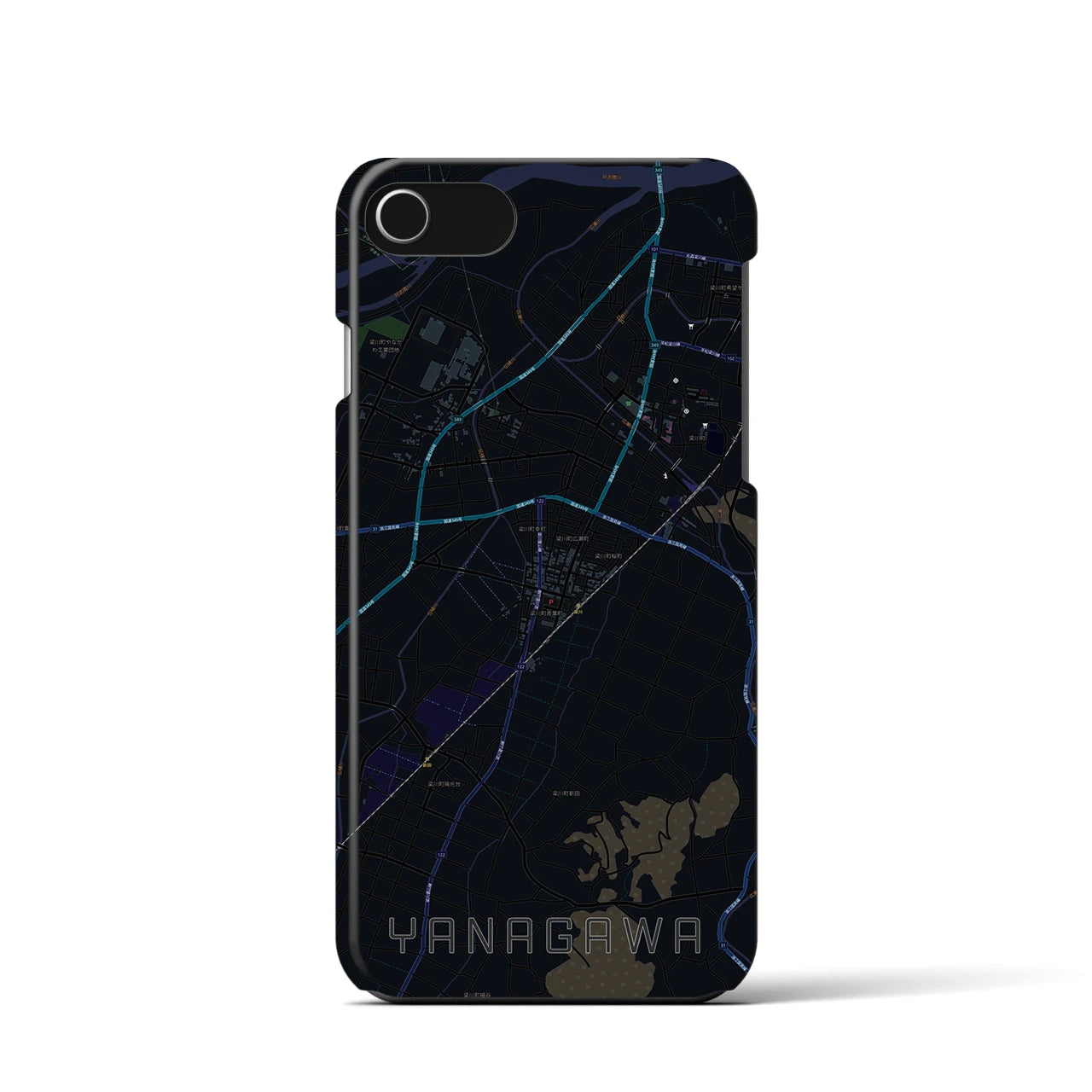 【梁川(福島県)】地図柄iPhoneケース(バックカバータイプ)