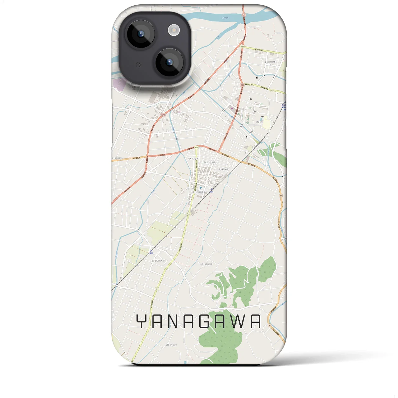 【梁川(福島県)】地図柄iPhoneケース(バックカバータイプ)