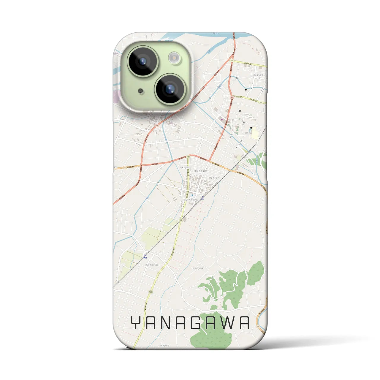【梁川(福島県)】地図柄iPhoneケース(バックカバータイプ)