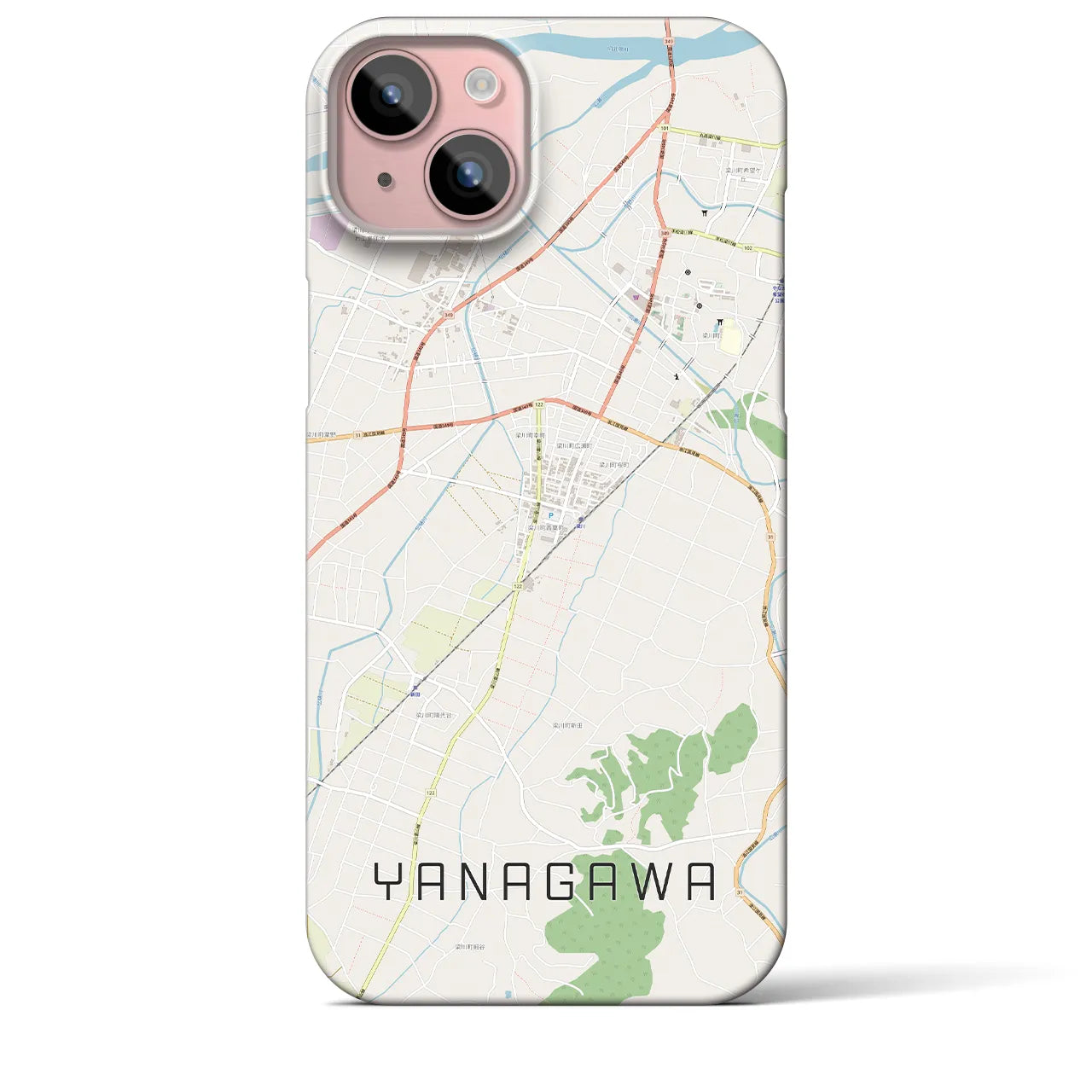 【梁川(福島県)】地図柄iPhoneケース(バックカバータイプ)