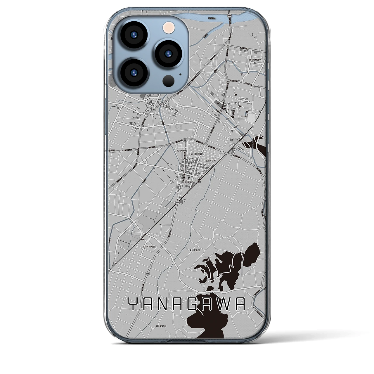 【梁川(福島県)】地図柄iPhoneケース(クリアタイプ)