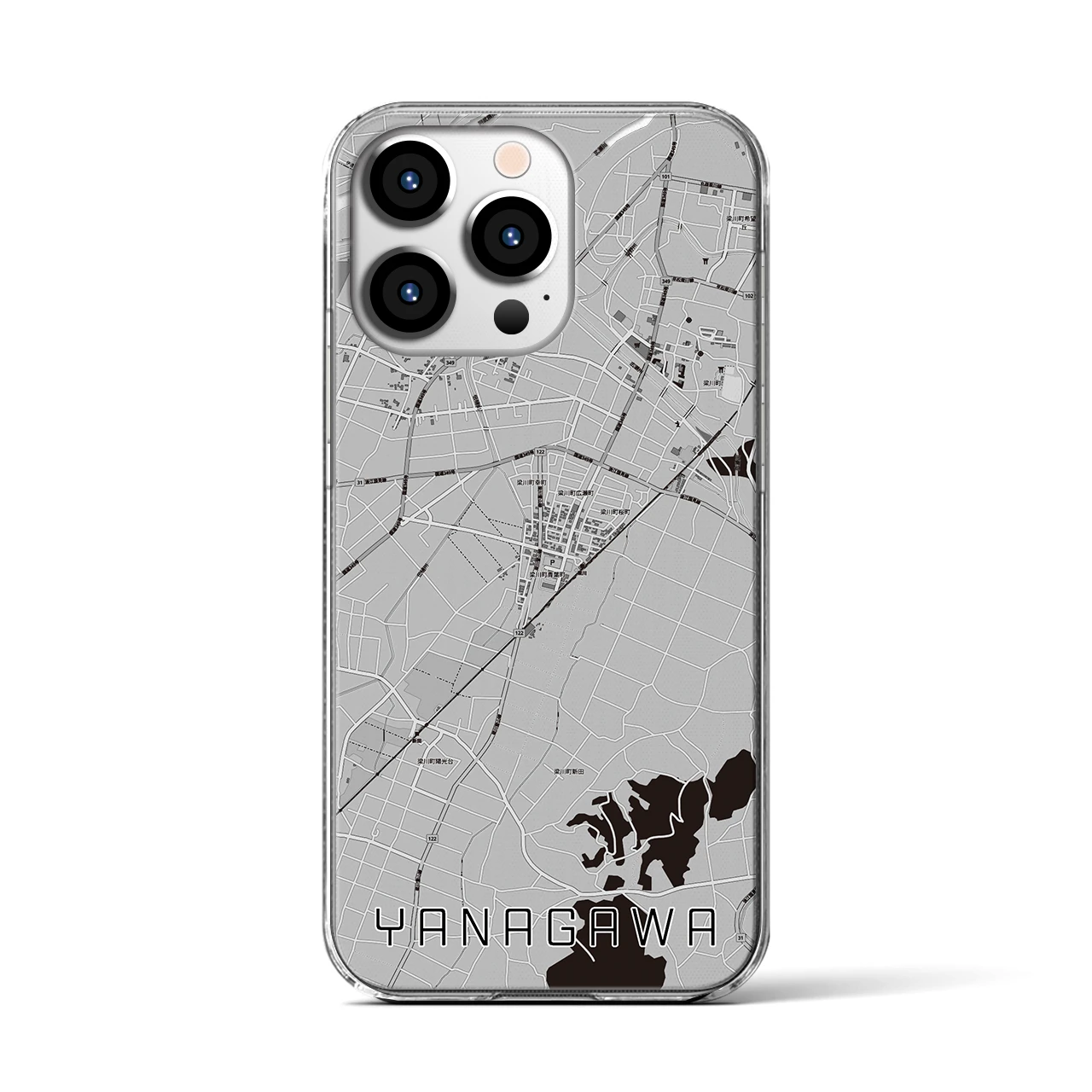 【梁川(福島県)】地図柄iPhoneケース(クリアタイプ)