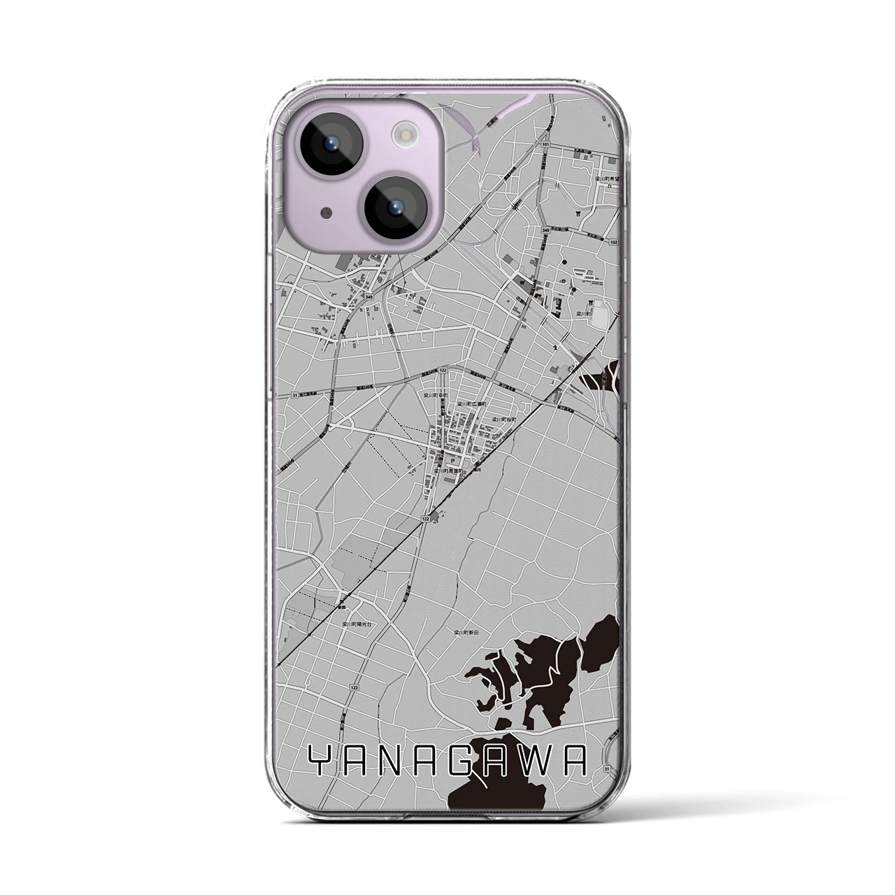 【梁川(福島県)】地図柄iPhoneケース(クリアタイプ)